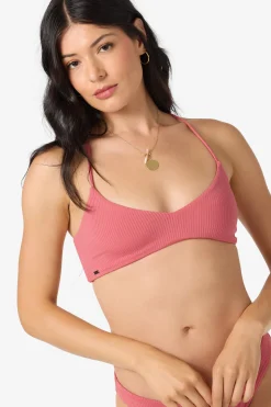 Saltwater Solids Rib Huntington Bralette Top - Baroque Rose | O'Neill