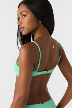 Saltwater Solids Rib Pismo Bralette Top - Jade Cream | O'Neill