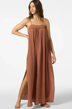 Saltwater Solids Sai Maxi Cover-Up Dress - Carob Brown | O'Neill