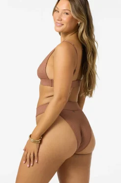 Shorebreak Rib Santa Barbara High Rise Cheeky Bottoms - Carob Brown | O'Neill