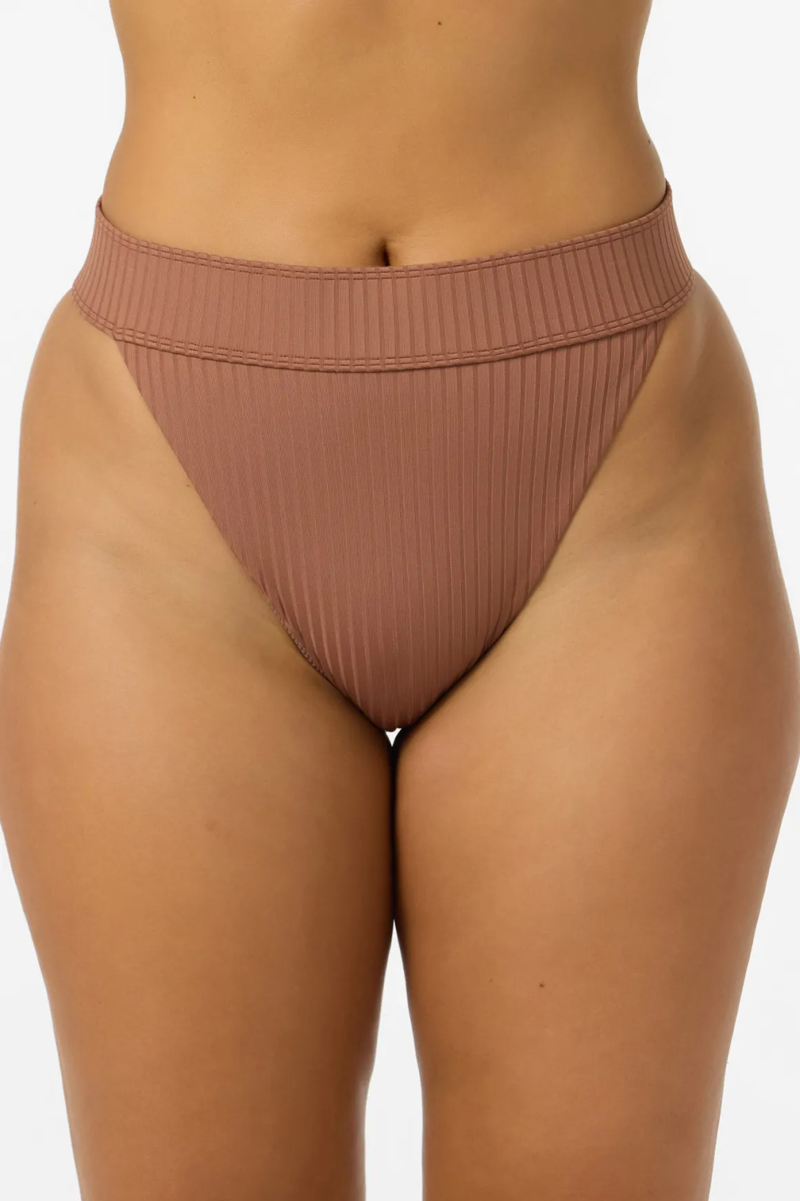 Shorebreak Rib Santa Barbara High Rise Cheeky Bottoms - Carob Brown | O'Neill