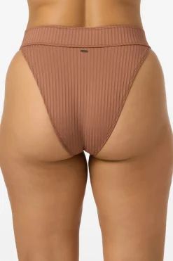 Shorebreak Rib Santa Barbara High Rise Cheeky Bottoms - Carob Brown | O'Neill
