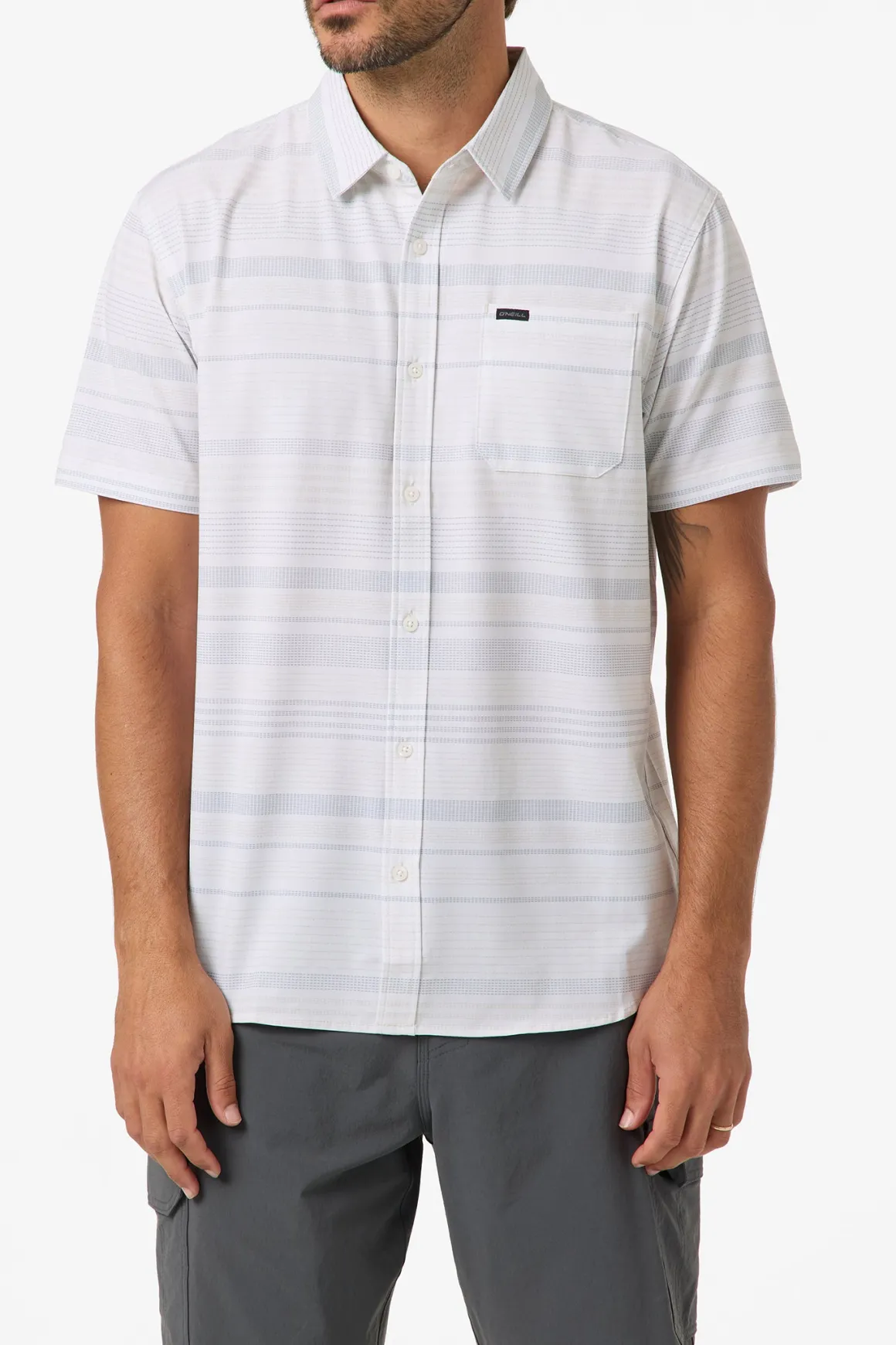 TRVLR Upf Traverse Stripe Standard Standard Fit Shirt - Natural 2 | O'Neill