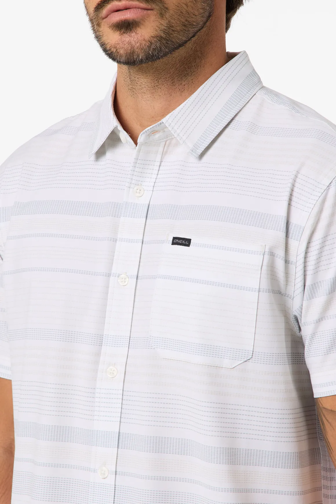 TRVLR Upf Traverse Stripe Standard Standard Fit Shirt - Natural 2 | O'Neill