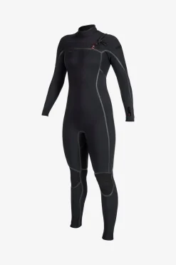 Women's Hyperfreak Fire 4/3MM+ Chest Zip Full Wetsuit - Blk/blk | O'Neill